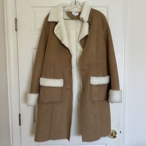 Ann Taylor Loft Faux Fur Lined Faux Suede Coat